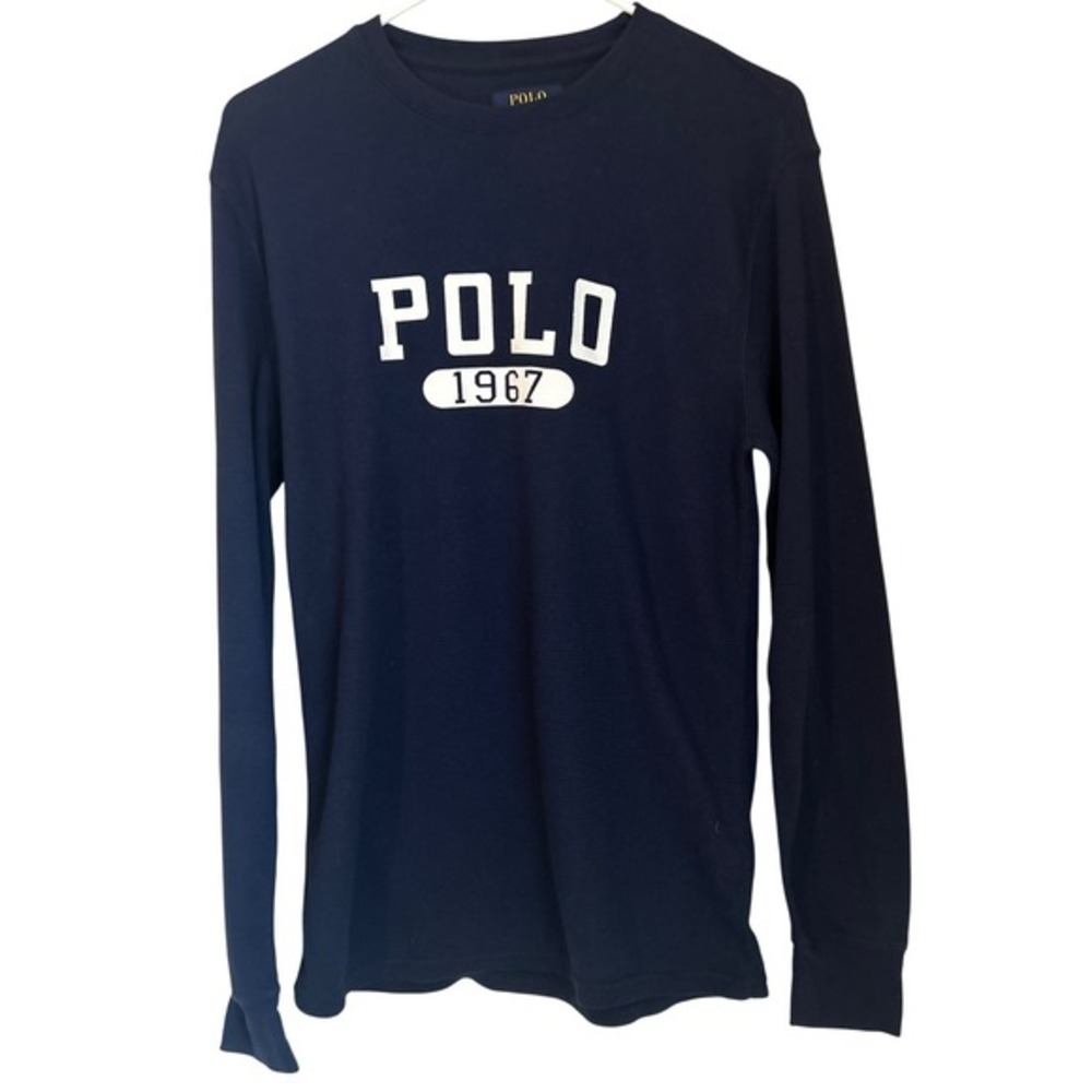 Polo Ralph Lauren Mens Size‎ M Sleepwear Waffle Knit Thermal Top Navy Logo